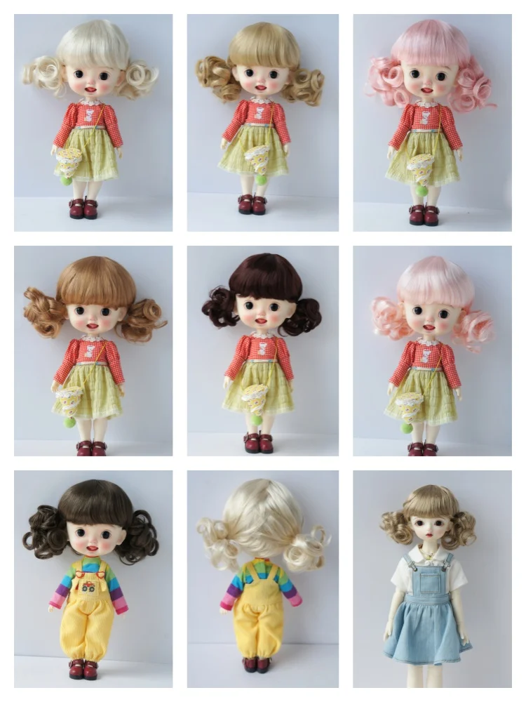 JD830 1/8 1/6 1/4 1/3 Curly BJD Synthetic Mohair Wig From Size 3-4inch to 9-10Inch Doll Hair OB11 YOSD MSD SD Blythe Accessories