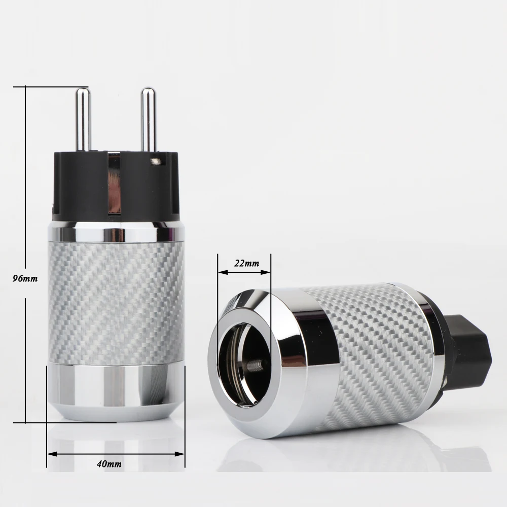 High Quality BCF2/WCF2-E Carbon Fiber Brass Gold/Rhodium Plated EU Schuko Power Plug HIFI Power Connector( No Holes in Shells)
