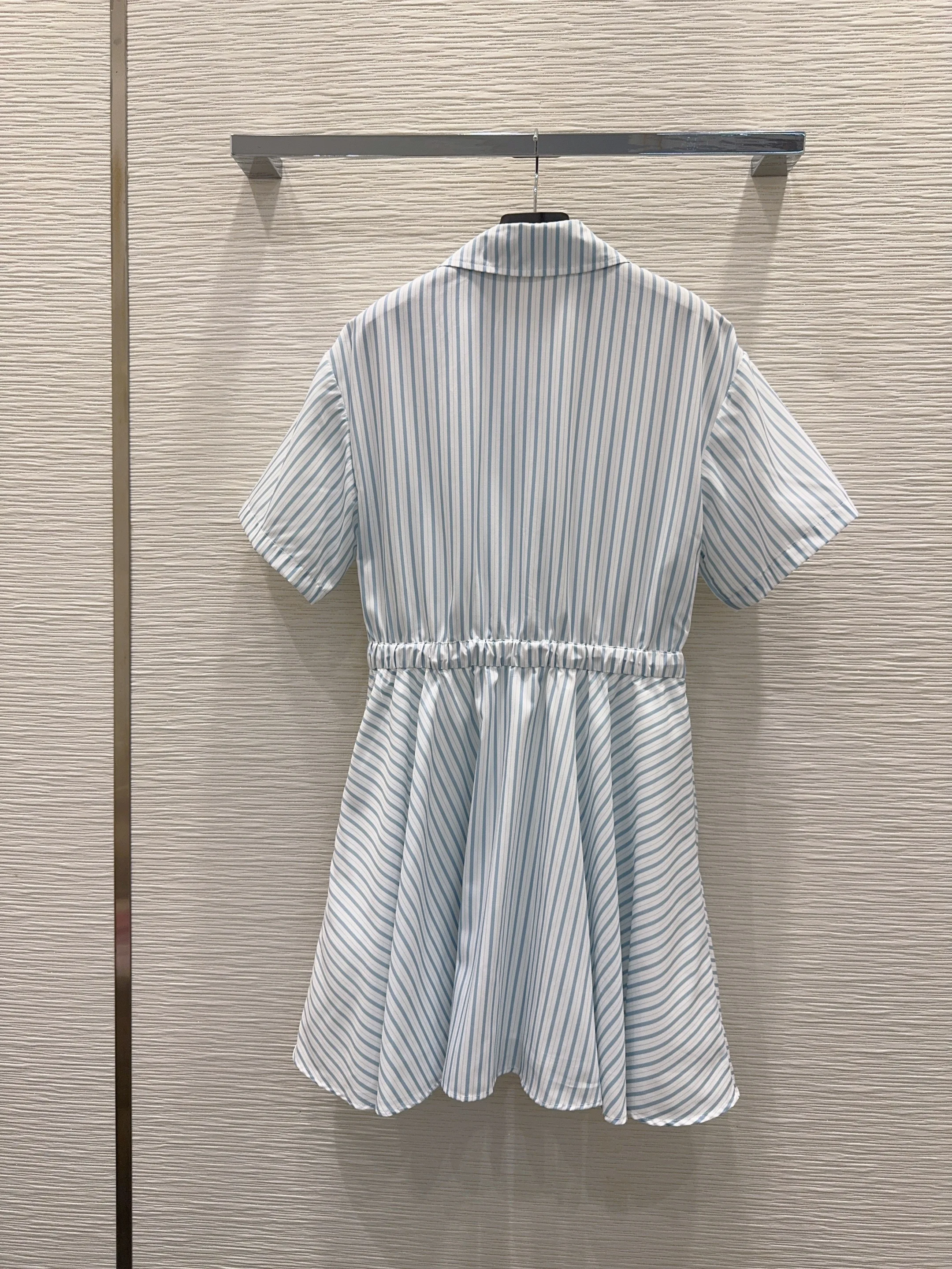 

2026 Summer New Arrival High Waist Slim Striped Lapel Dress For Women With Premium Texture