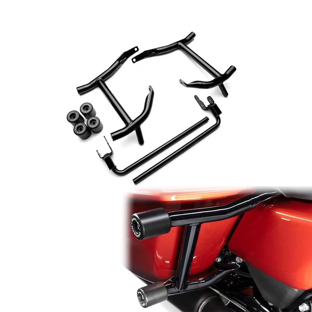 

Motorcycle Rear Saddlebag Guard Rails Bag Guards Steel For Harley Touring Road Glide Street Glide CVO