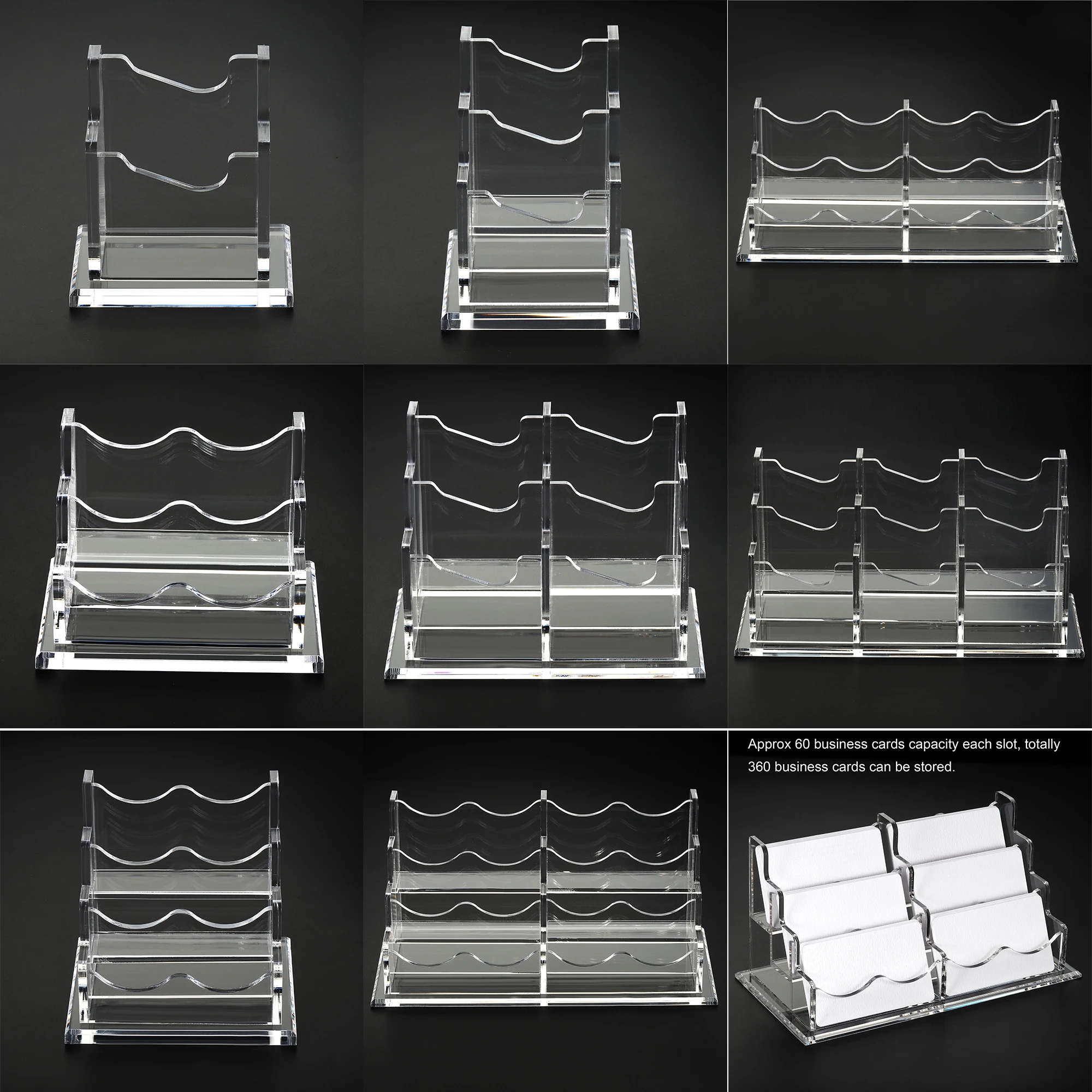 clear acrilico titular do cartao de visita titulares de exibicao de cartoes de nome mesa organizador de localizacao slots 01