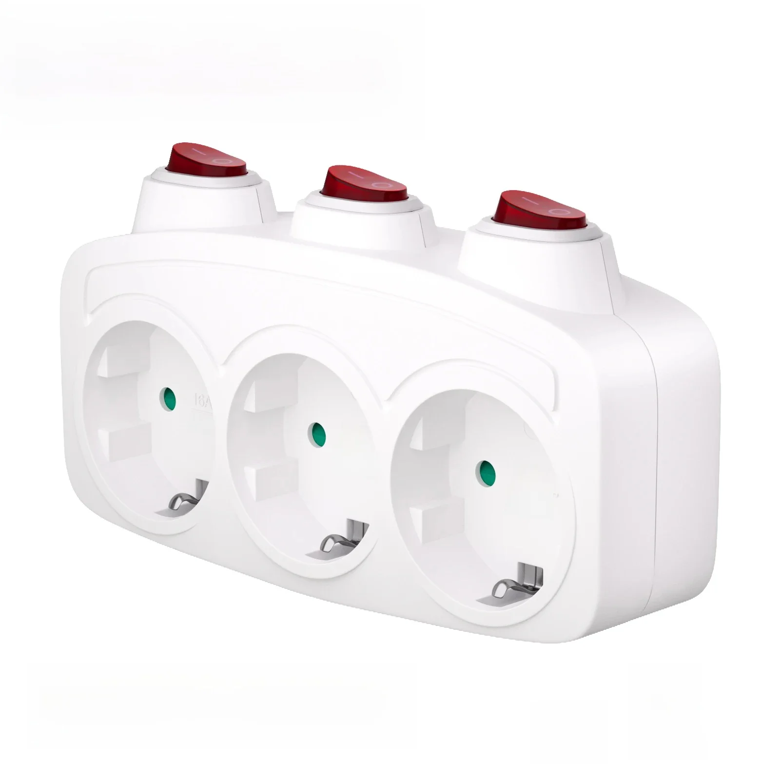 Adaptateur de prise ue multi-prise avec interrupteur individuel marche/arrêt 250V, Standard européen, plusieurs prises électriques, convertisseur de puissance ca