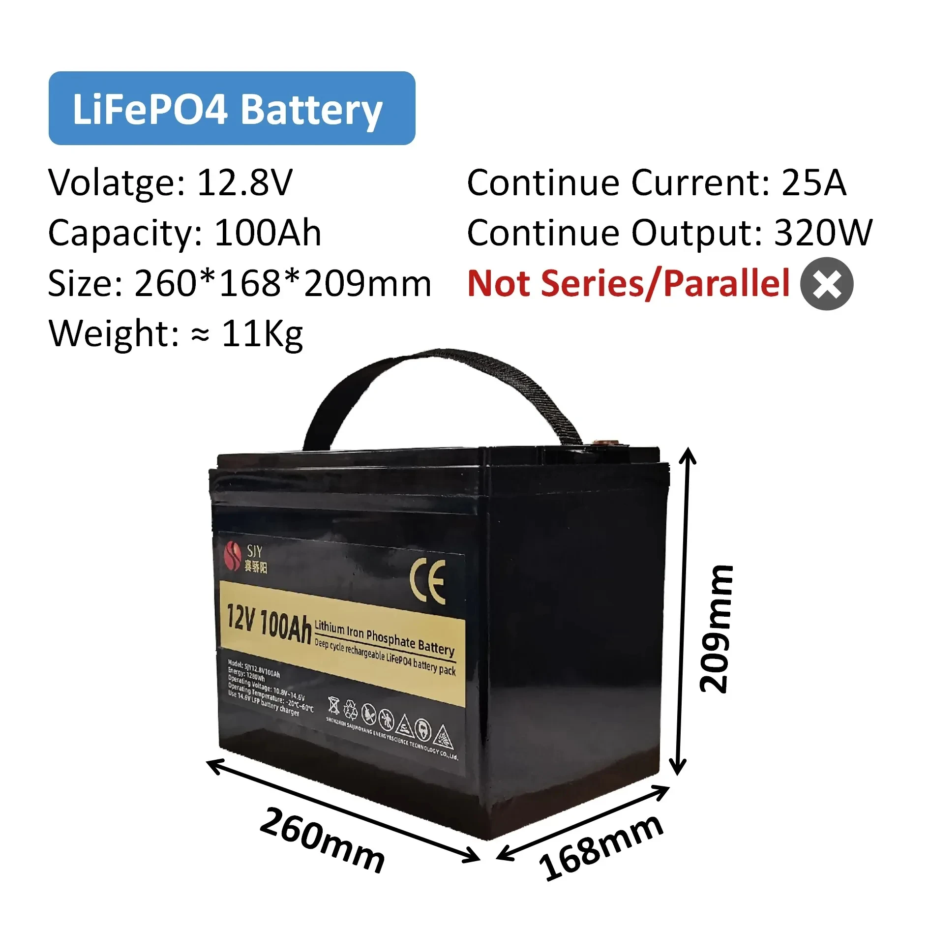 LiFePO4 Bateria, Fosfato de Ferro De Lítio para Motores de Propulsão Elétrica Marinha, Sistema Solar, 12V, 24V, 48V, 100Ah