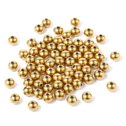 30pcs-200pcs 4-8mm 304 Stainless Steel Ball Beads For Jewelry Making DIY Loose Spacer Metal Beads 18K Gold PVD Plated