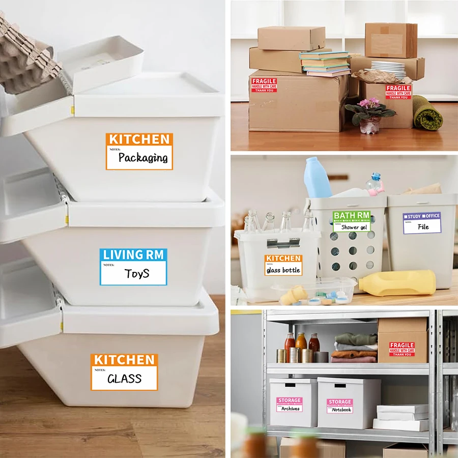 80 قطعة من الملصقات المتحركة المنزلية القابلة للإزالة ببرمجة الألوان - ملصقات هشة مع قائمة مرجعية للمطبخ والحمام وغرفة النوم