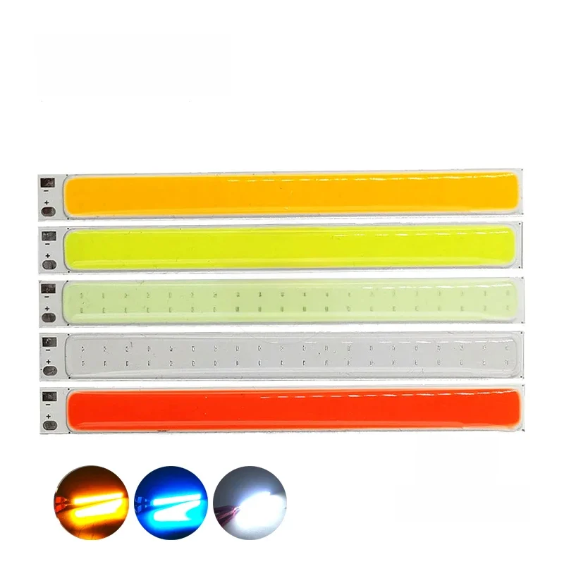 Bande lumineuse led haute puissance 100x10mm 12V, 2 pièces, rouge, vert, bleu, jaune, orange, rose, violet, bleu glacé, 10W COB, source de lumière