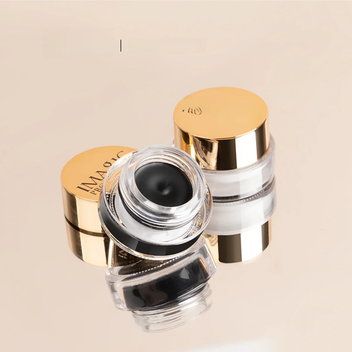 IMAGIC – crème Eyeliner noire professionnelle 3 couleurs, avec brosse, ne fleurit pas, imperméable, séchage rapide, longue durée, noir/blanc/bleu