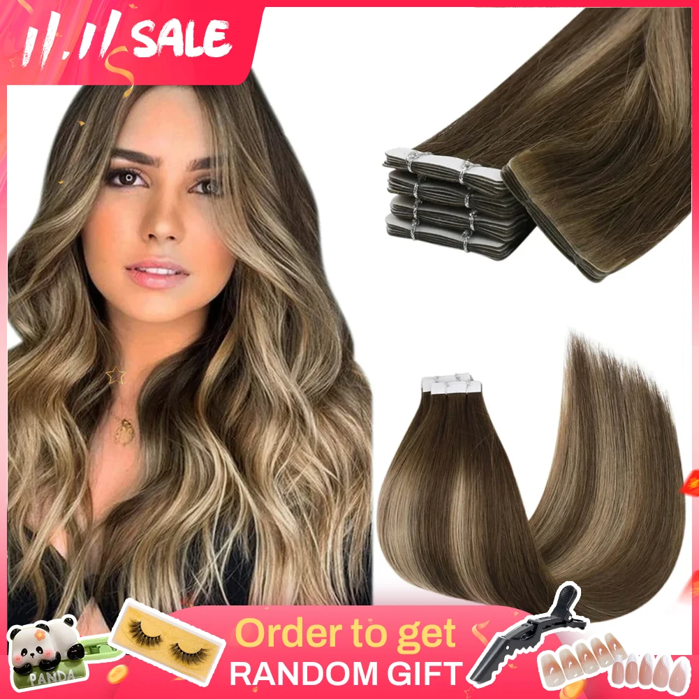 Moresoo-Extensions de Cheveux Humains Vierges à Double Proximité, Cheveux Brésiliens Naturels, Lisses et Invisibles, Injectés, 12 Mois, 2.5g par Pièce