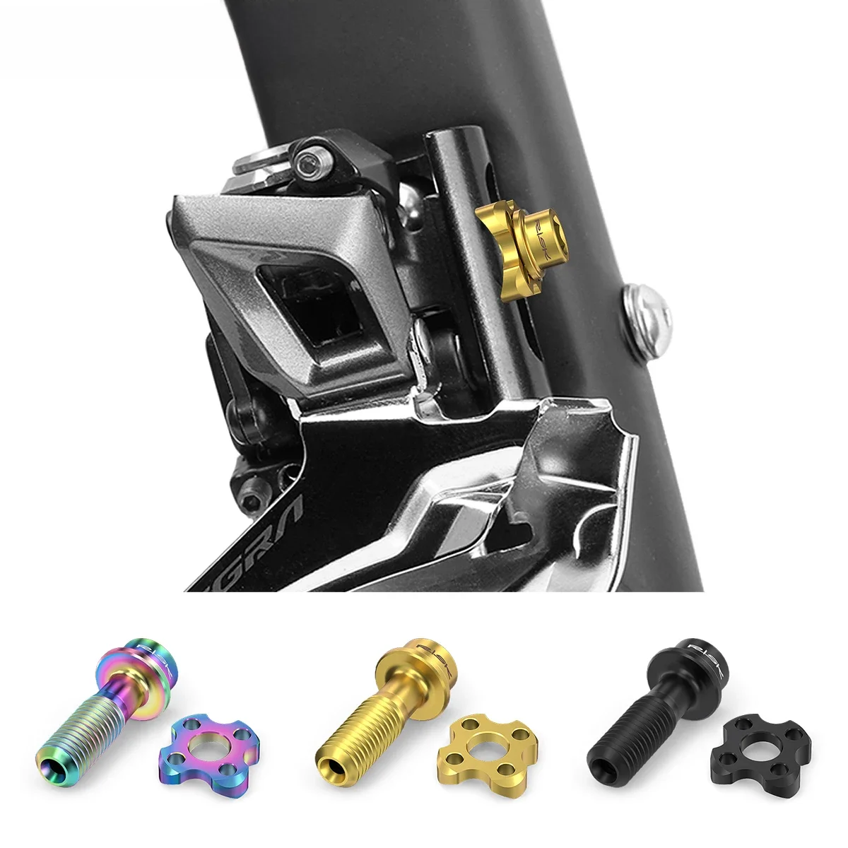 AliExpress RISK Risk 2 pcs M5X16mm Front Derailleur Bolt & Washer Kit Titanium Alloy Screw Road Bike Front Derailleur Fixing Bolts Washer