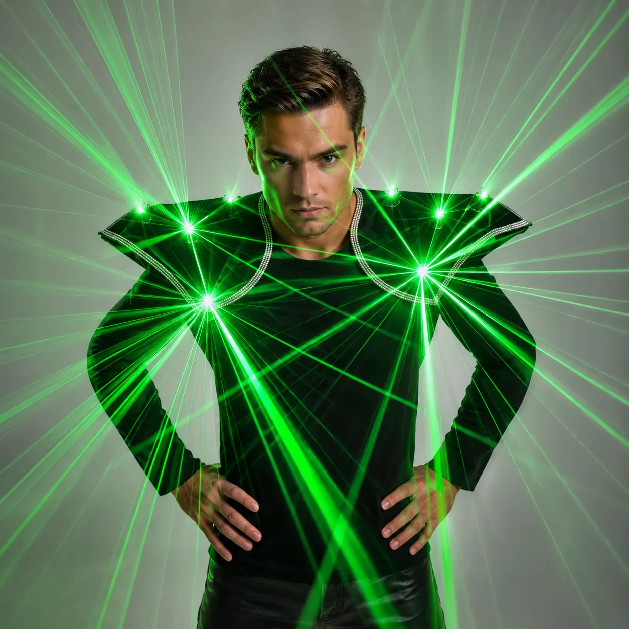 RGB Laser LED Suit Costume with Waistcoat Gloves Glasses - Predator Iron Soldier Outfit for Stage Dancer Cosplay Show Robot