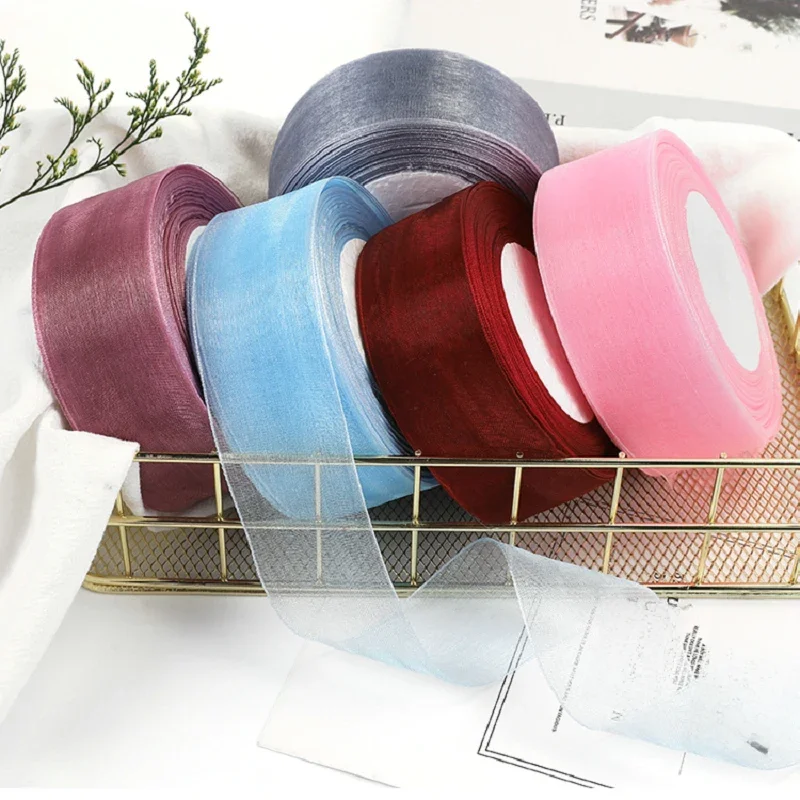 Ruban en Mousseline de Soie, Organza, Dentelle, Artisanat, Bricolage, Noël, Halloween, Décoration de Mariage, Emballage Cadeau, Tissu, 10 m