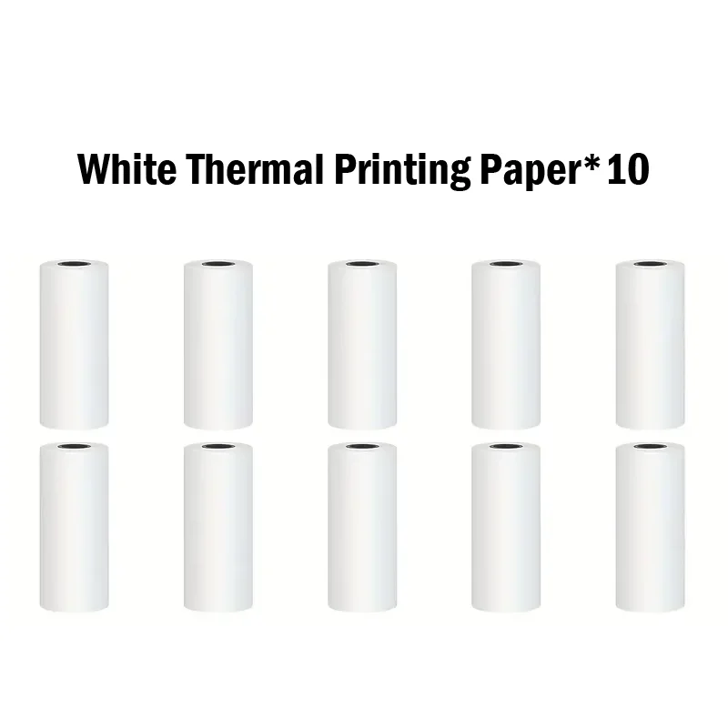 57MM 10 Rolls Thermal Printing Paper White Self-adhesive Label Sticker Photo for Inkless Mini Printer Kids Instant Print Camera