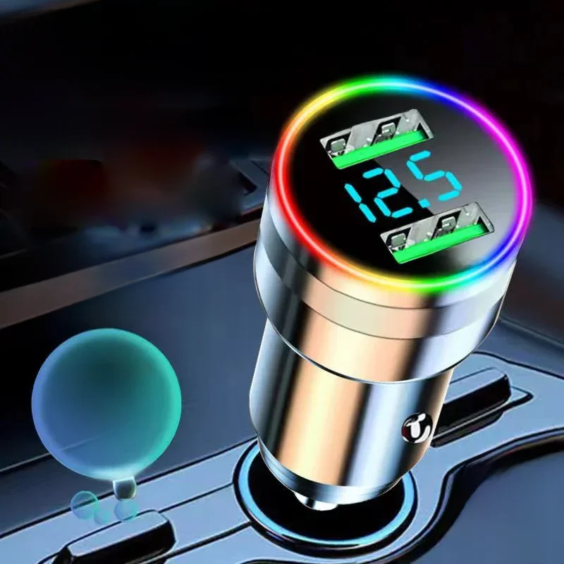 Chargeur de voiture USB double Port 300W, avec moniteur de tension à lumière LED, charge Super rapide, adaptateur de véhicule pour iPhone Samsung Huawei OPPO