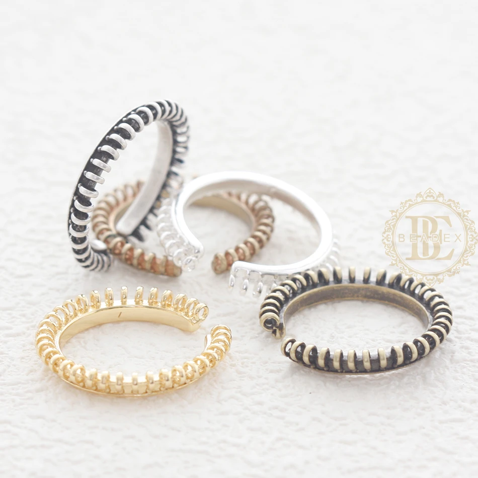 One Piece Solid Brass Ring Base - Finger Ring - Adjustable with Multiple Rings - 23.4mm (4894C)