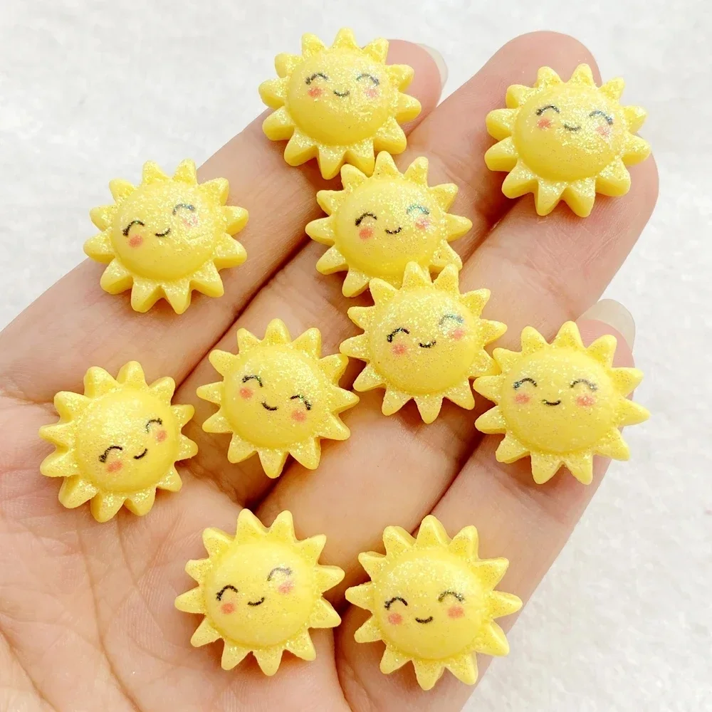 12 STKS Hars Leuke cartoon glimlach zonnebloem Beeldjes Plat Steen DIY Bruiloft Sieraden Decor Plakboeken Accessoires Ambachten - afbeelding 2