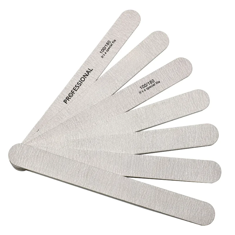 10 pièces lime à ongles 100/180 tampon à ongles en bois papier de verre professionnel limes de vernis à ongles Gel fort épais gris ponçage outils de manucure