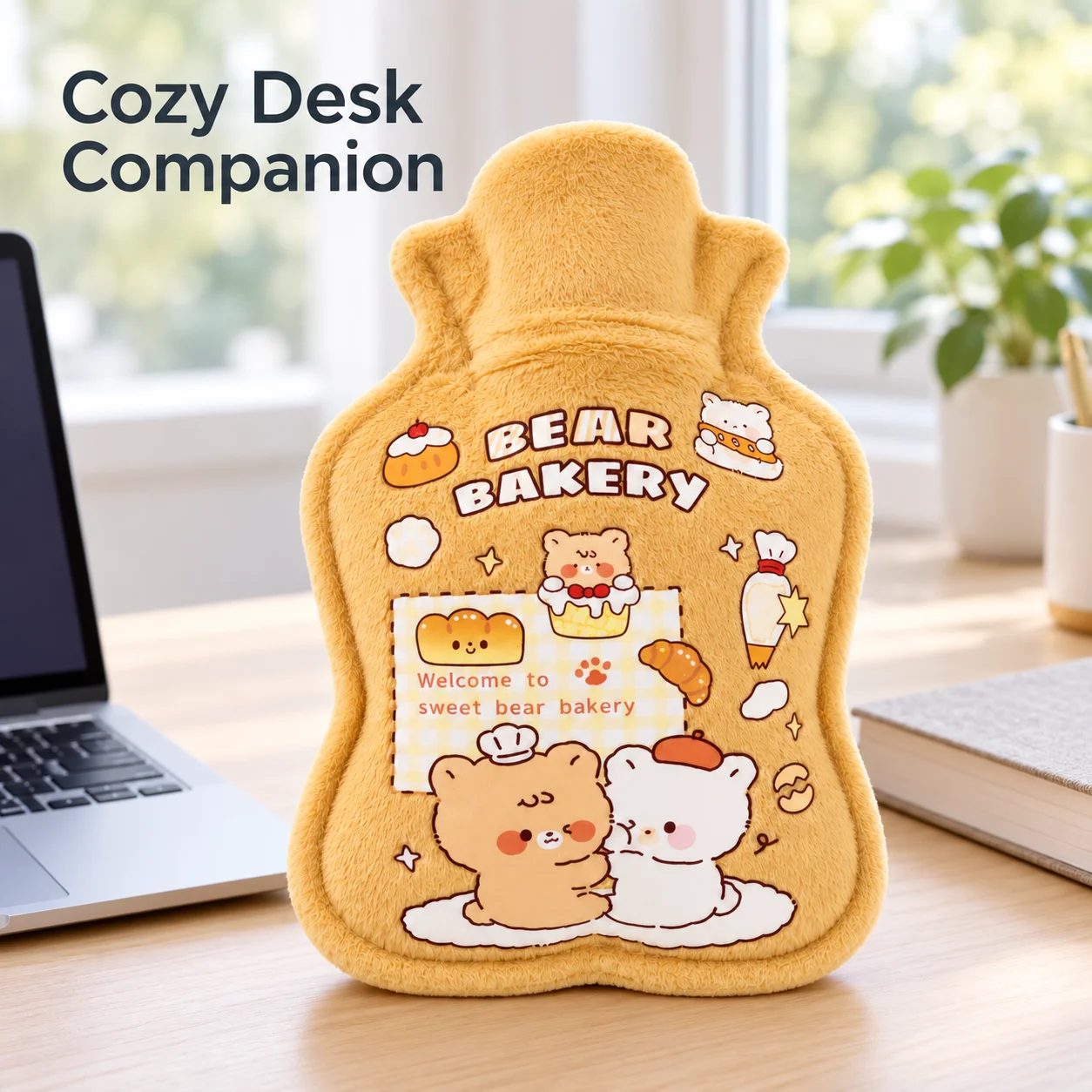 1PC Plush Hot Water Bottle with Soft Cover Reusable Warm Water Bag Portable Hand Warmer for Winter Home Office Bed