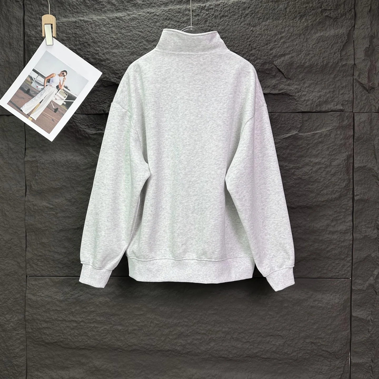 

Autumn/Winter New Half-Zip Letter Couple Stand Collar Long-Sleeve Sweatshirt Casual Commuter Top T-Shirt