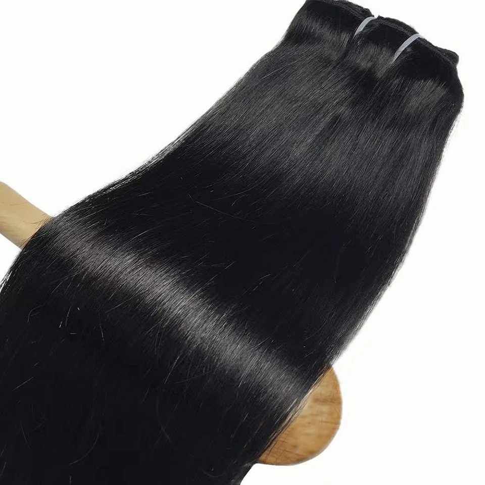 Extension de Cheveux Naturels Lisses à réinitialisation pour Femme, Tête Complète Brésilienne, 120 g/Lot