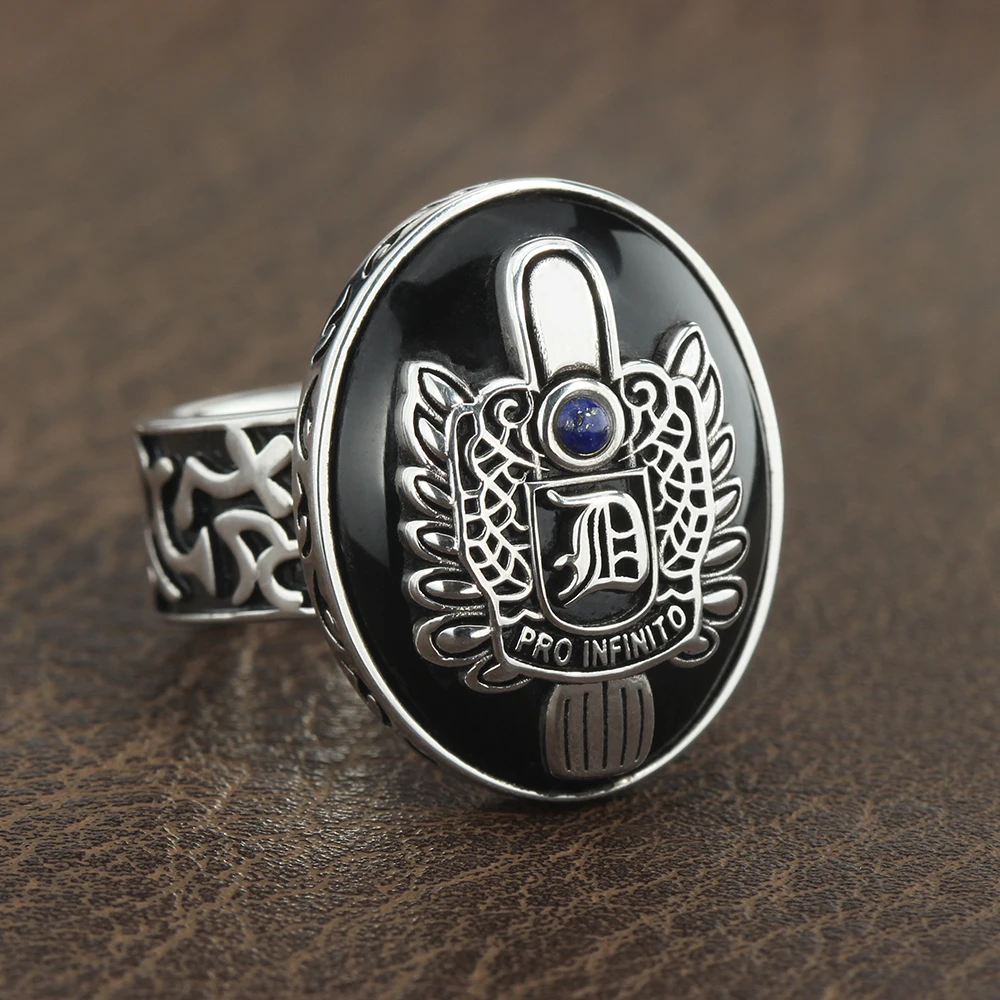 Daylight Amulet Vampire Damon Salvatore Spooky Gothic Halloween Real Sterling Silver Ring Agate Stone