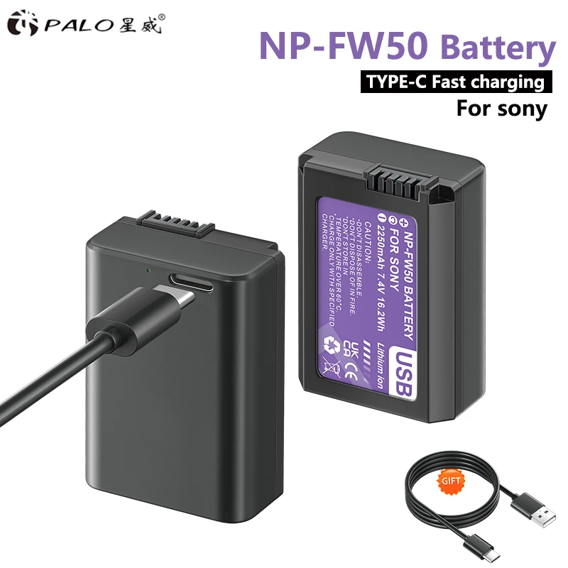 NP-FW50 NPFW50 NP FW50 Battery with USB-C Input for Sony Alpha A6500 A6300 A6400 A6000 A6100 A5000 A3000 NEX-3 A7 7R A7R A7R II