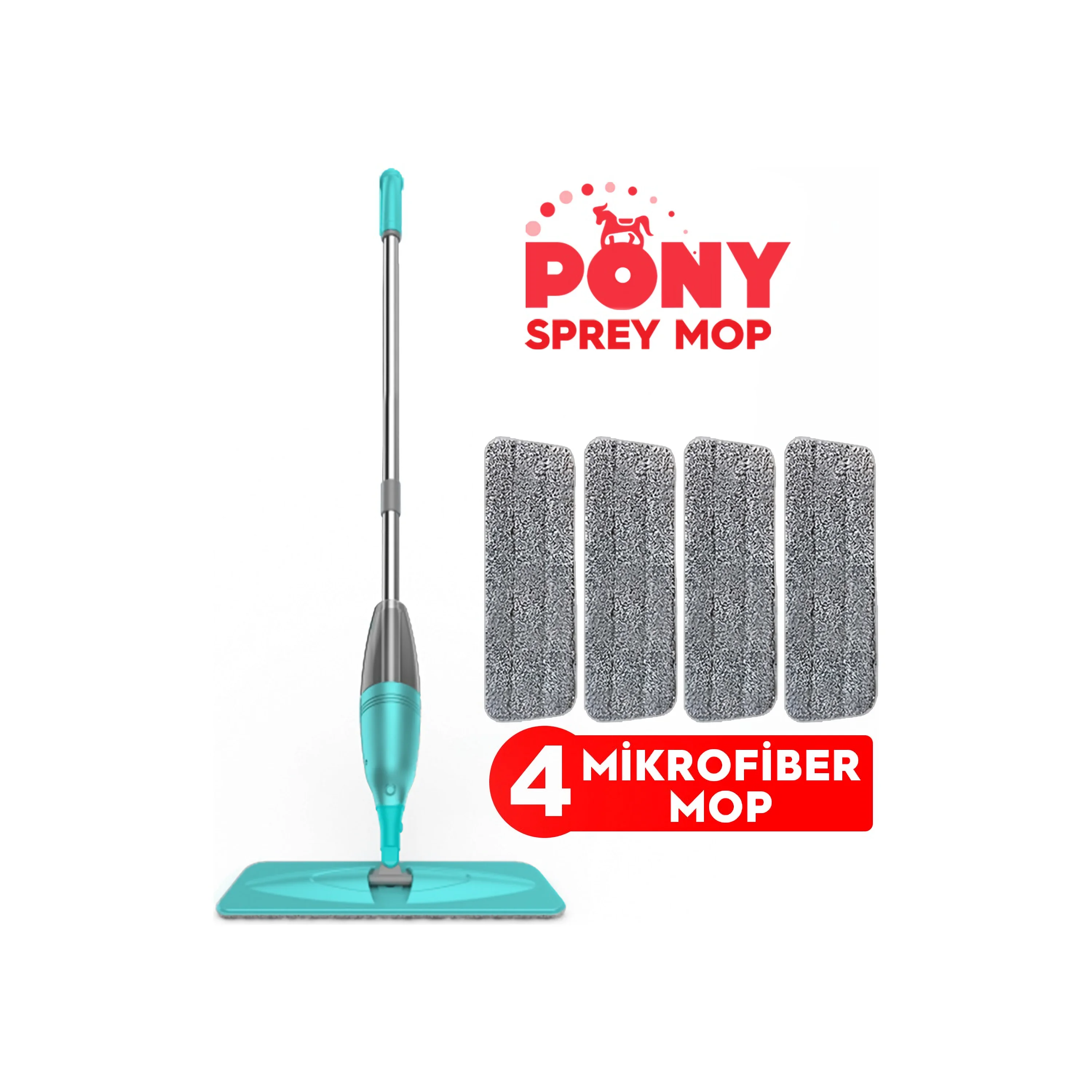 

Spray Mop + Microfiber Cloth 4'lü Inkjet Easy Cleaning Kovasız Practical Use Casual Washed Microfiber Cloth