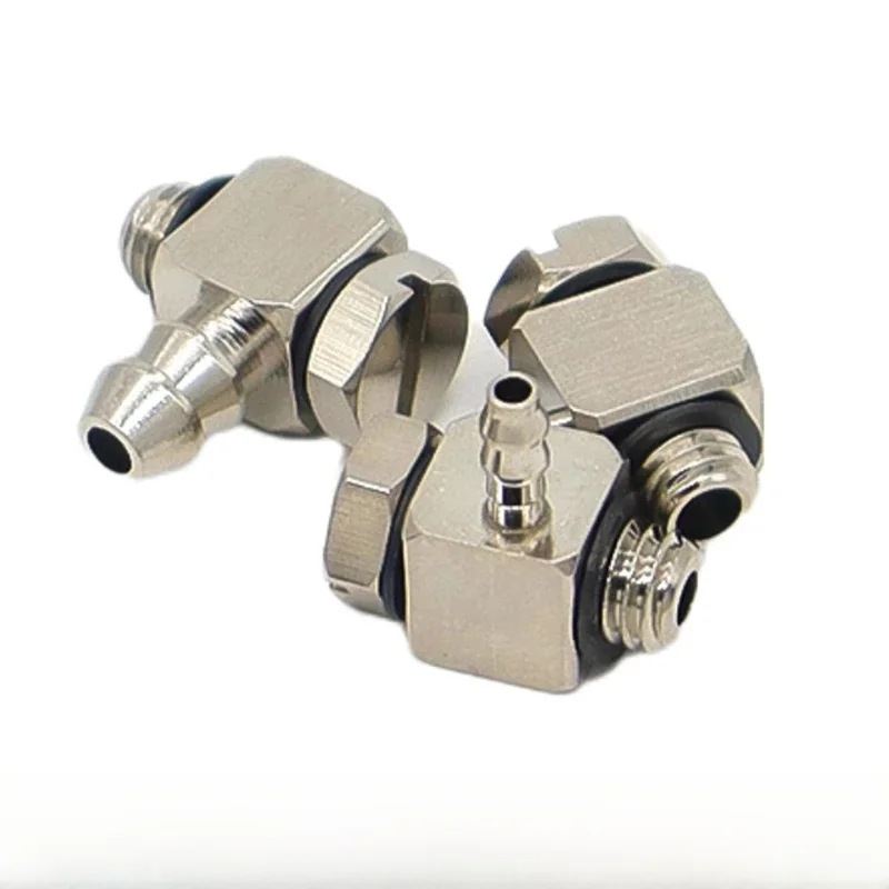 Mini raccord à ardillon, Joint pagode M3 M4 M5 M6-Air, Tube pneumatique coudé 3mm 4mm 6mm, connexion rapide en laiton nickelé, 10 pièces