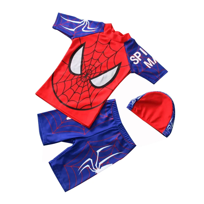 Boy Two Pieces Suit Swimwear 2-9 Year Children Short Sleeve Swimsuit Kid Cool Cartoon Beachwear Baby Bathing Suit