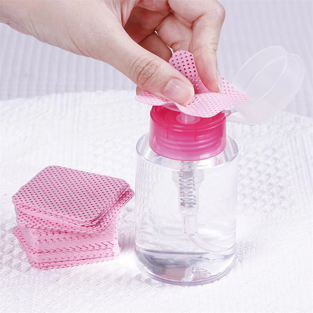 180ml Cleaner Bottle 1200Pcs Lint Free Nail Wipes Set Dispenser Bottle Super Absorbent Soft Non-Woven for Nail Polish Remover