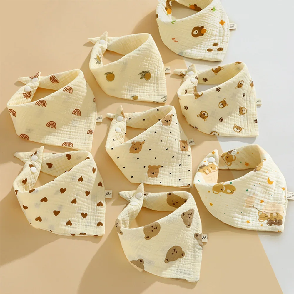 Serviettes carrées en coton doux pour bébé, 3 pièces, mouchoir Bandana de couleur assortie, chiffons en mousseline, bavoirs d'alimentation