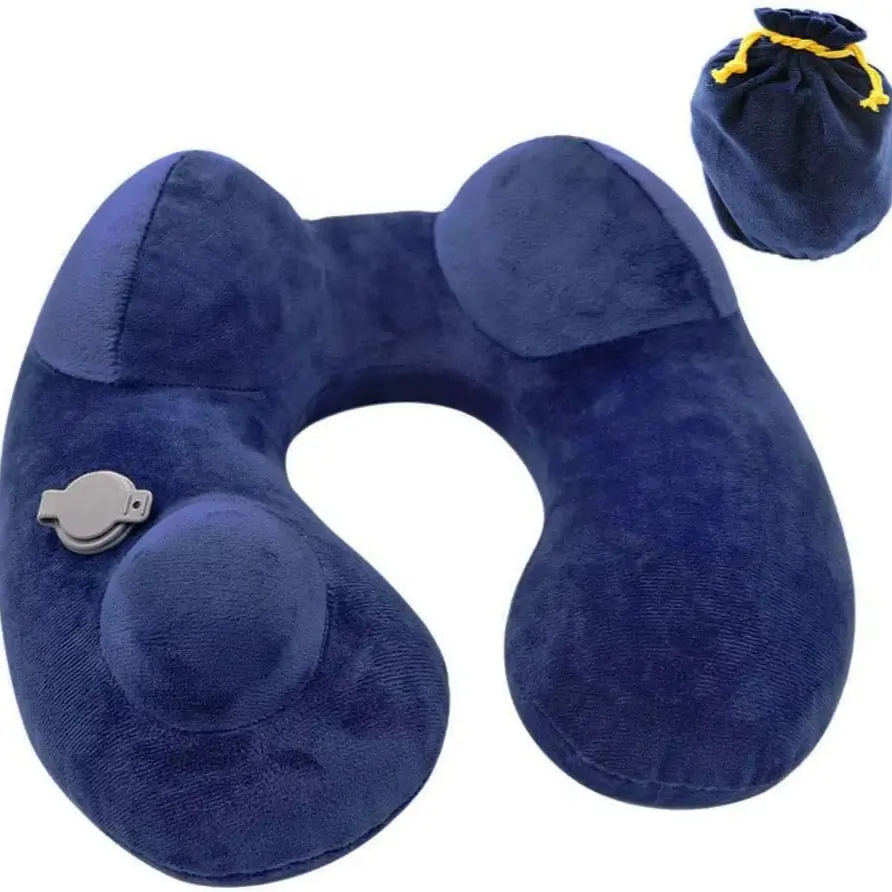 1 pc aufblasbares komprimierbares Nackenkissen mit Schlafmaske,  portable adjustable U-shaped support pillow, aufblasbares Reisekissen, Nickerchenkissen, Flugkissen,office