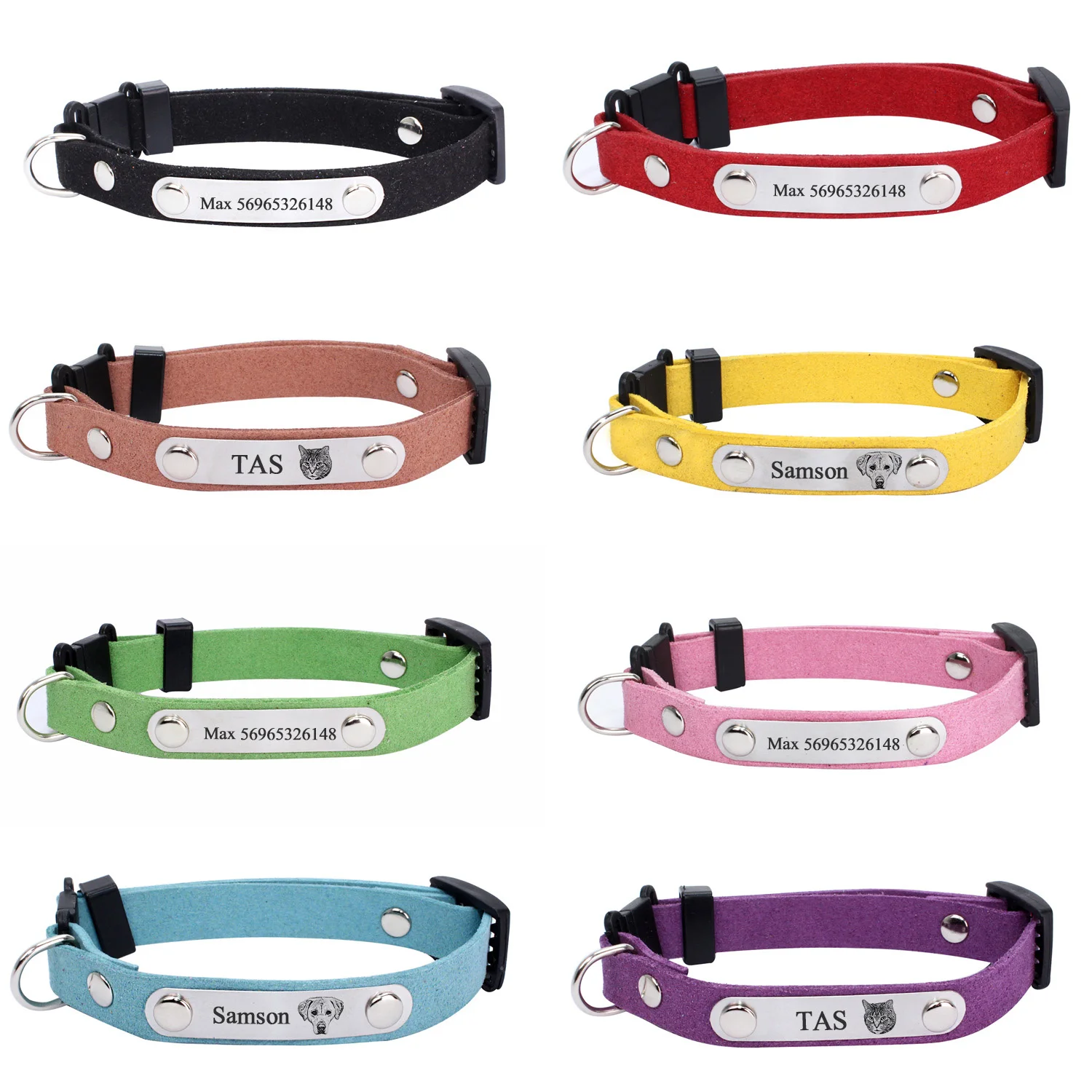 Custom Cat Collar Personalized ID Adjustable Safety Buckle Name Engraving Kitten Collar Small Dog Puppy Accessories Necklace