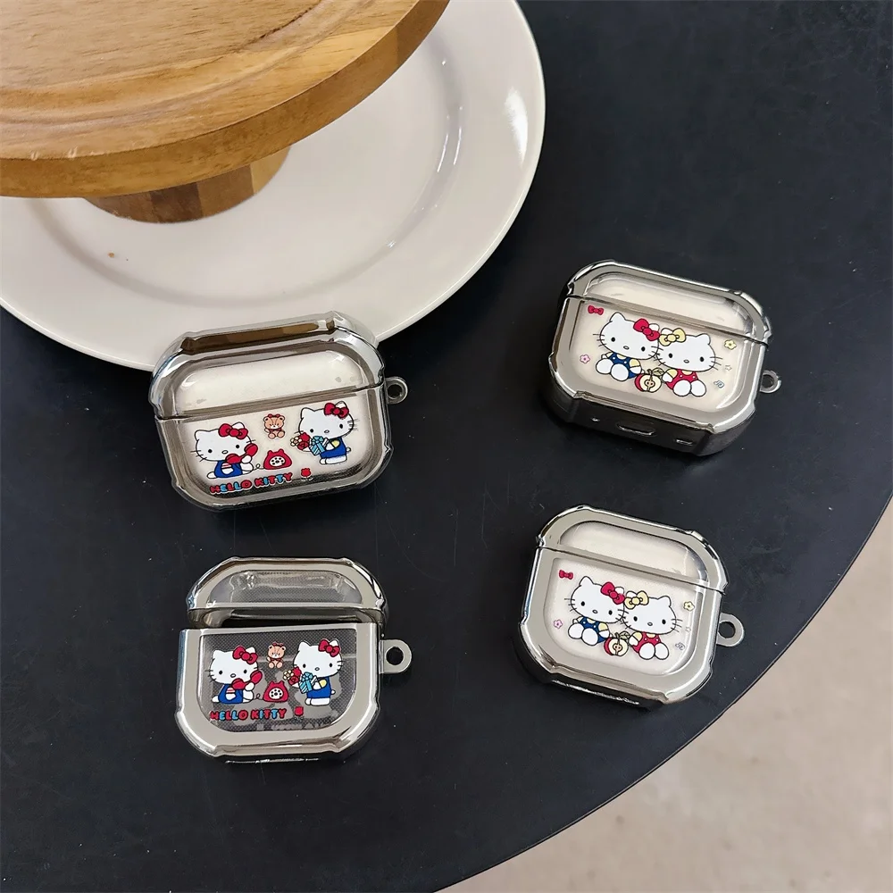 

Popular cute cartoon electroplated phone Hello Kitty headphone protective case, suitable for AirPods 4/3/2Pro/2, protective case