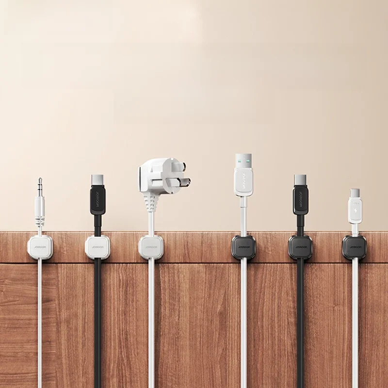 Joyroom-Clips de câble magnétiques, lisse, réglable, support de rangement sous le bureau, 3/6 pièces