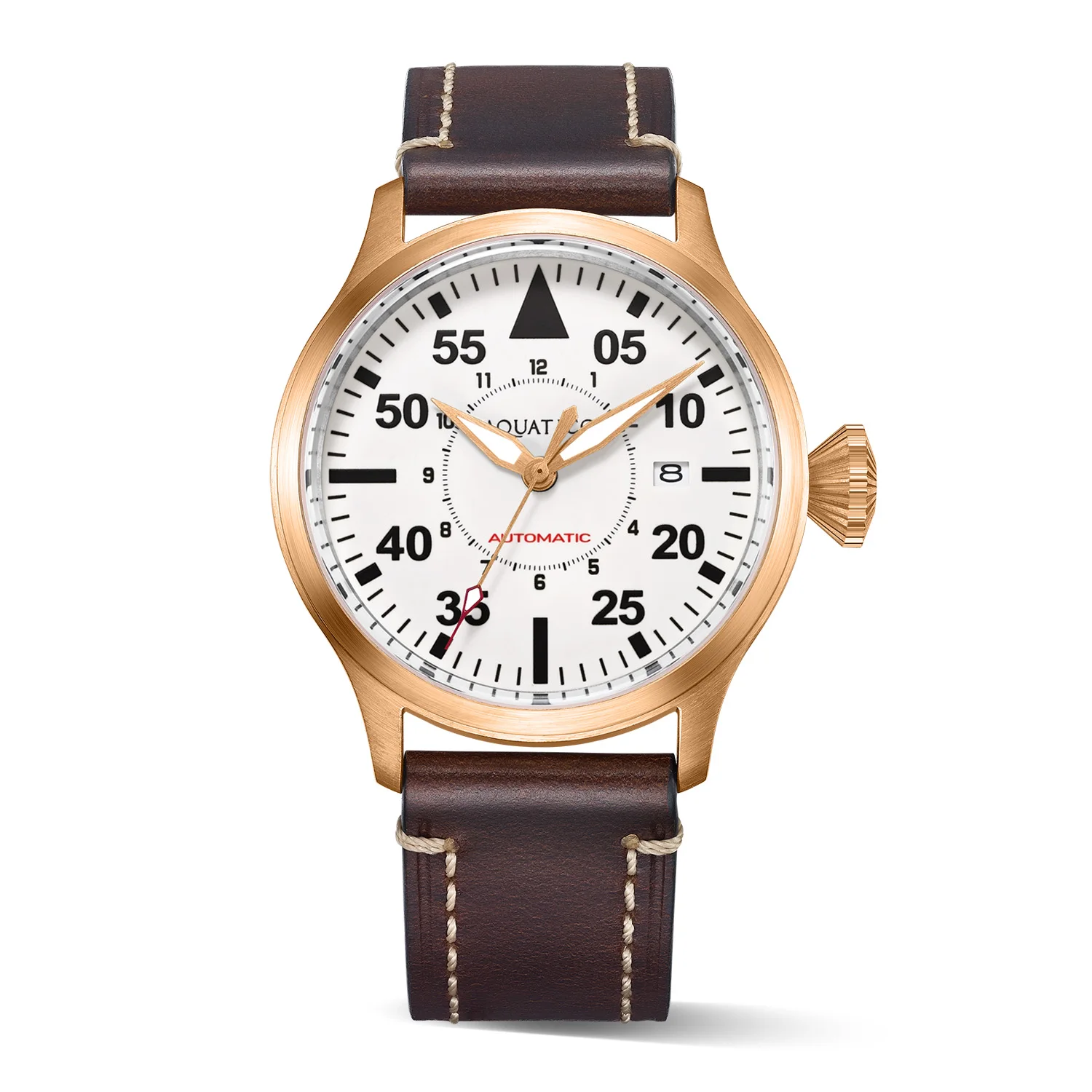 Bronze Horizon Hawk White Full Lume Dial Automatic Pilot Watch