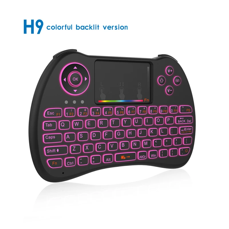 ロシアのキーボード7色,2.4GHz,バックライト付き,タッチパッド付き,ポケット付き,Android TV用,ミニPC,ポータブル