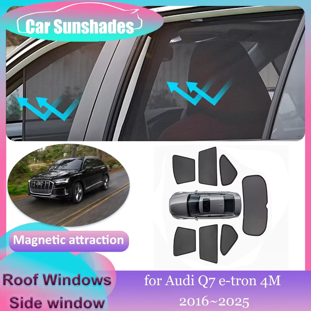 

Car Magnetic Sunshades for Audi Q7 e-tron 4M 2016~2025 Roof Windows Sun Visor Windshield Pad Curtain Sunroof Cover Accessories
