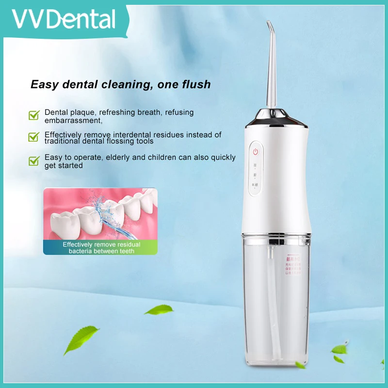 

VVDental Portable Oral Irrigator with 4 Nozzles USB Rechargeable For Teeth Cleaning Whitening Tools Household Dental Cleaner