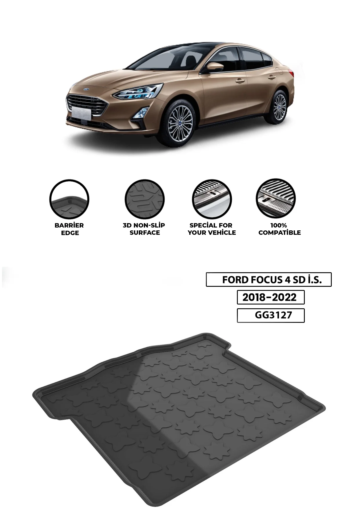 

For FORD-FOCUS-4-SD-İ.S.-2018-2022 luggage compartment Diffuser Extension Rear Bumper Attachment Luggage compartment