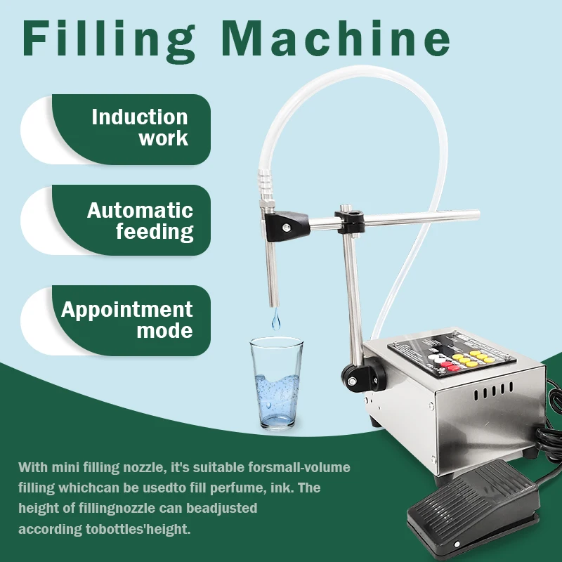 Machine de remplissage de liquide CNC multifonctionnelle à tête unique, pompe à membrane à pédale, compatible avec la bande transporteuse pour le vin et l'essence, nouveau