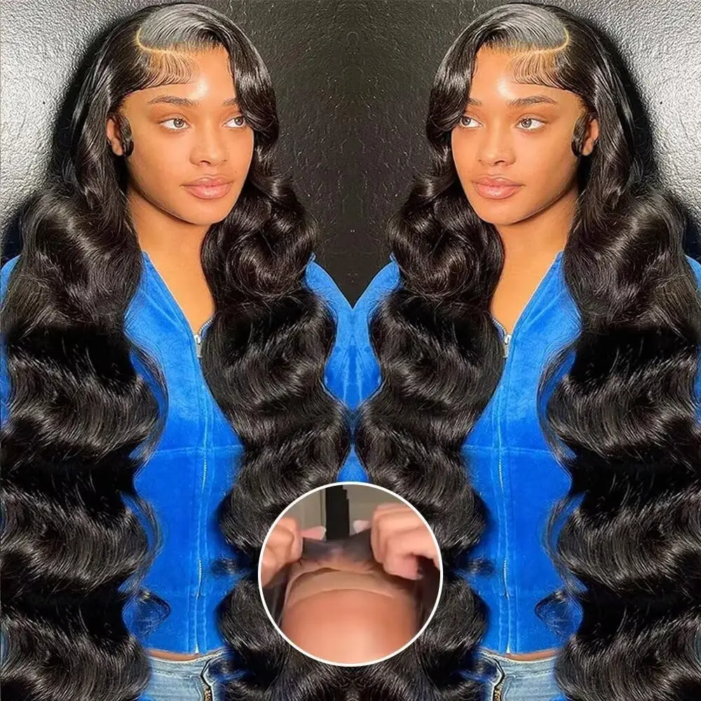 28Inch Glueless Wigs Human Hair Pre Plucked Pre Cut 180% Density Glueless Wig 6x4 Body Wave Lace Front Wigs Human Hair for Women