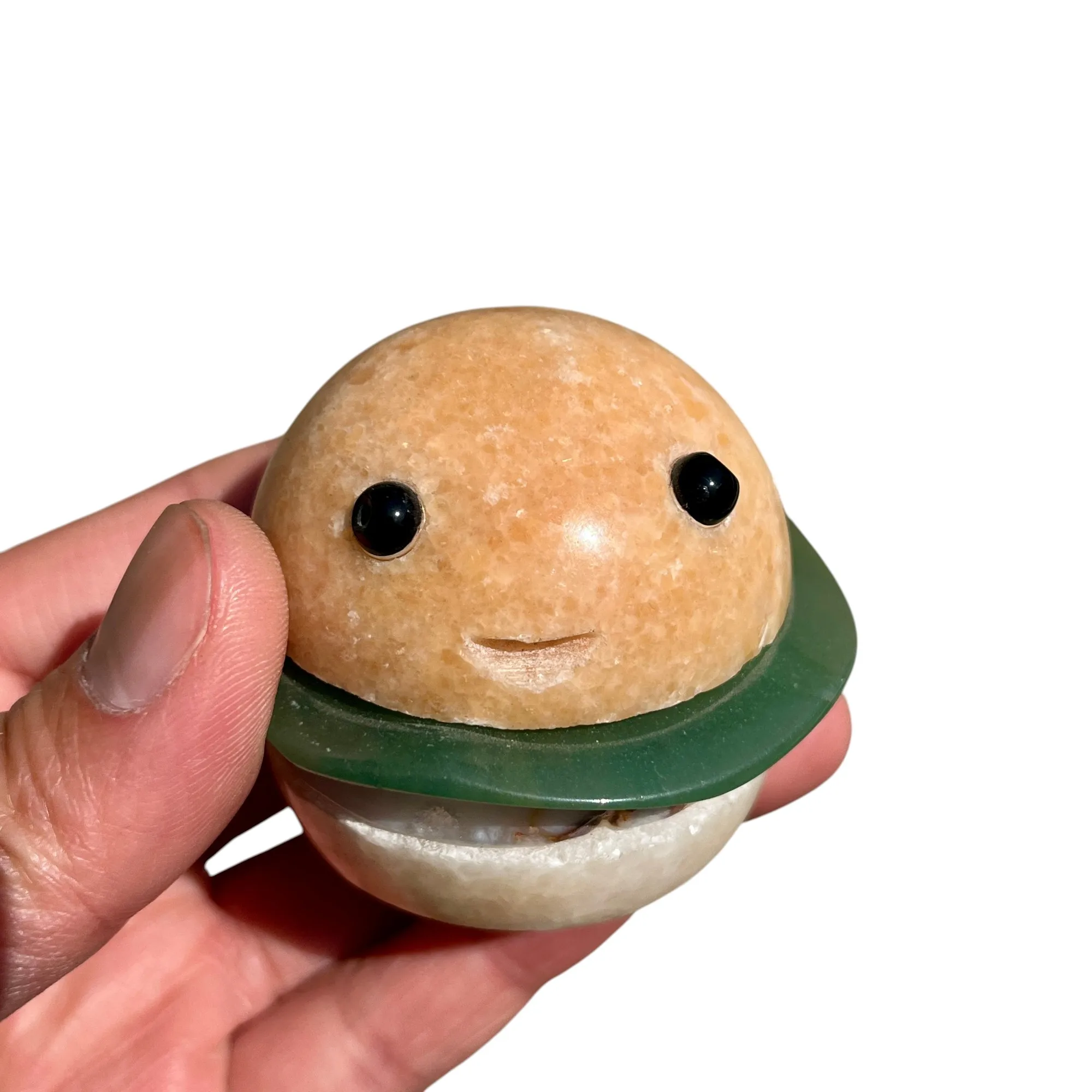 Hand Carved Natural Crystal Burger Sculpture Gemstone Figurine Home Decor Ornament