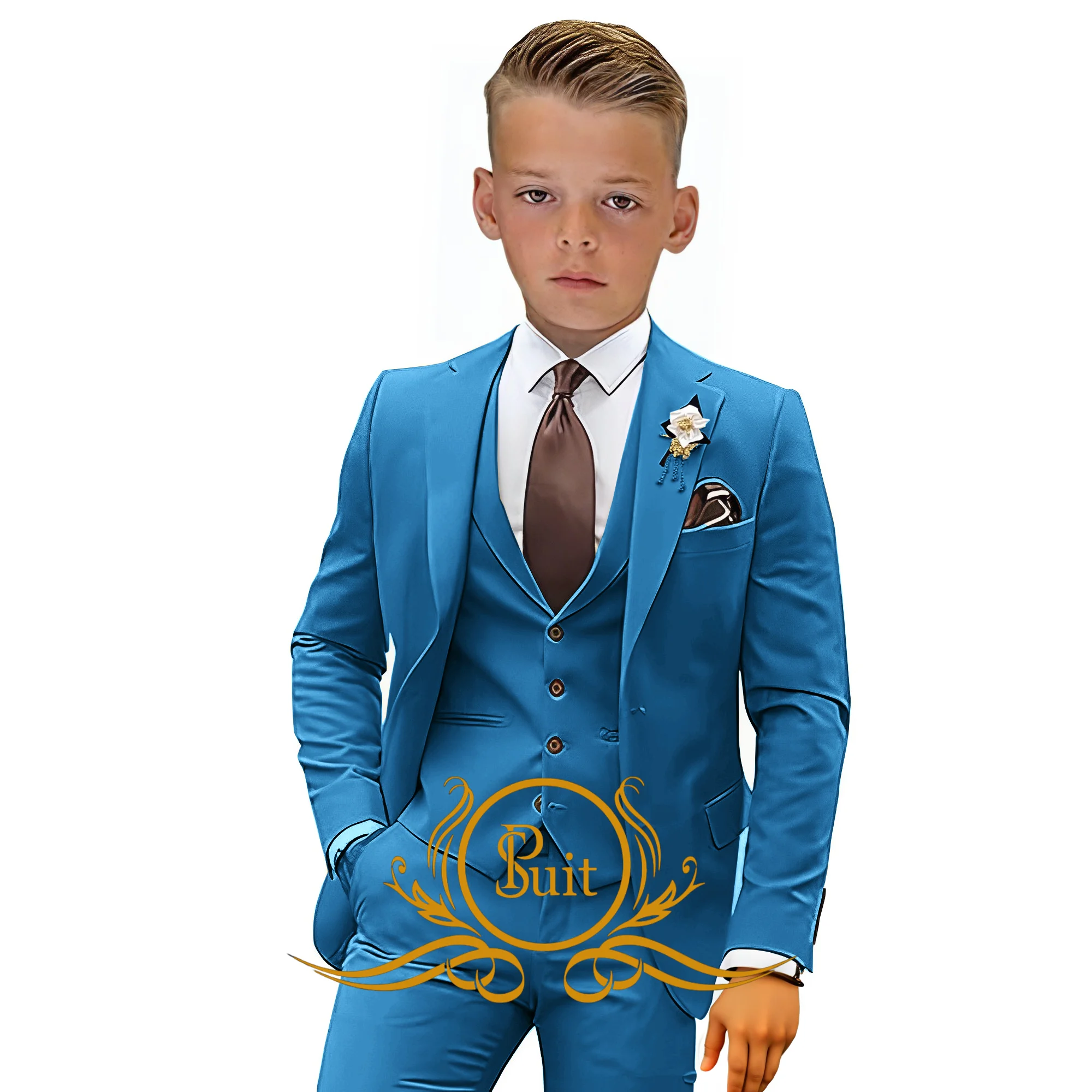 

Boys Suit Wedding Tuxedo Jacket Pants Vest 3 Pieces Set Fashion 2-16 Years Old Complete Clothes for Kids