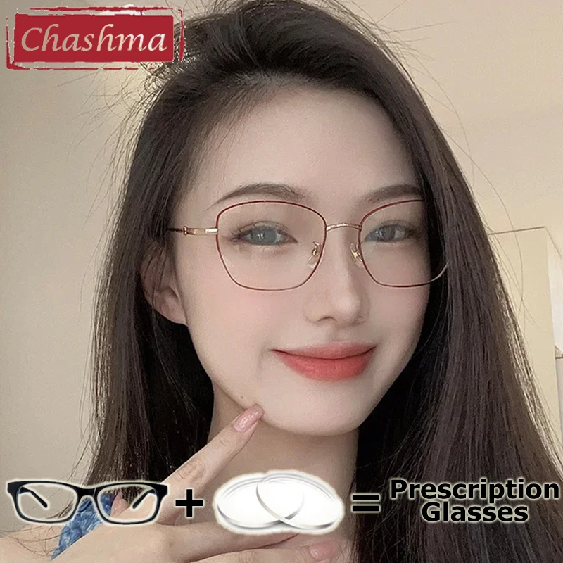 

Chashma Prescription Glasses Women Cat Eye Titanium Fashion Optical Myopia Lenses Multifocal Progressive Eyeglasses Spectacles