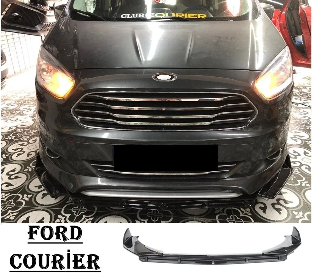 For Ford Courier Front Bumper Attachment Lip 2003-2020 Piano Glossy Black Splitter Diffuser Universal Spoiler Bumper Mud Flaps