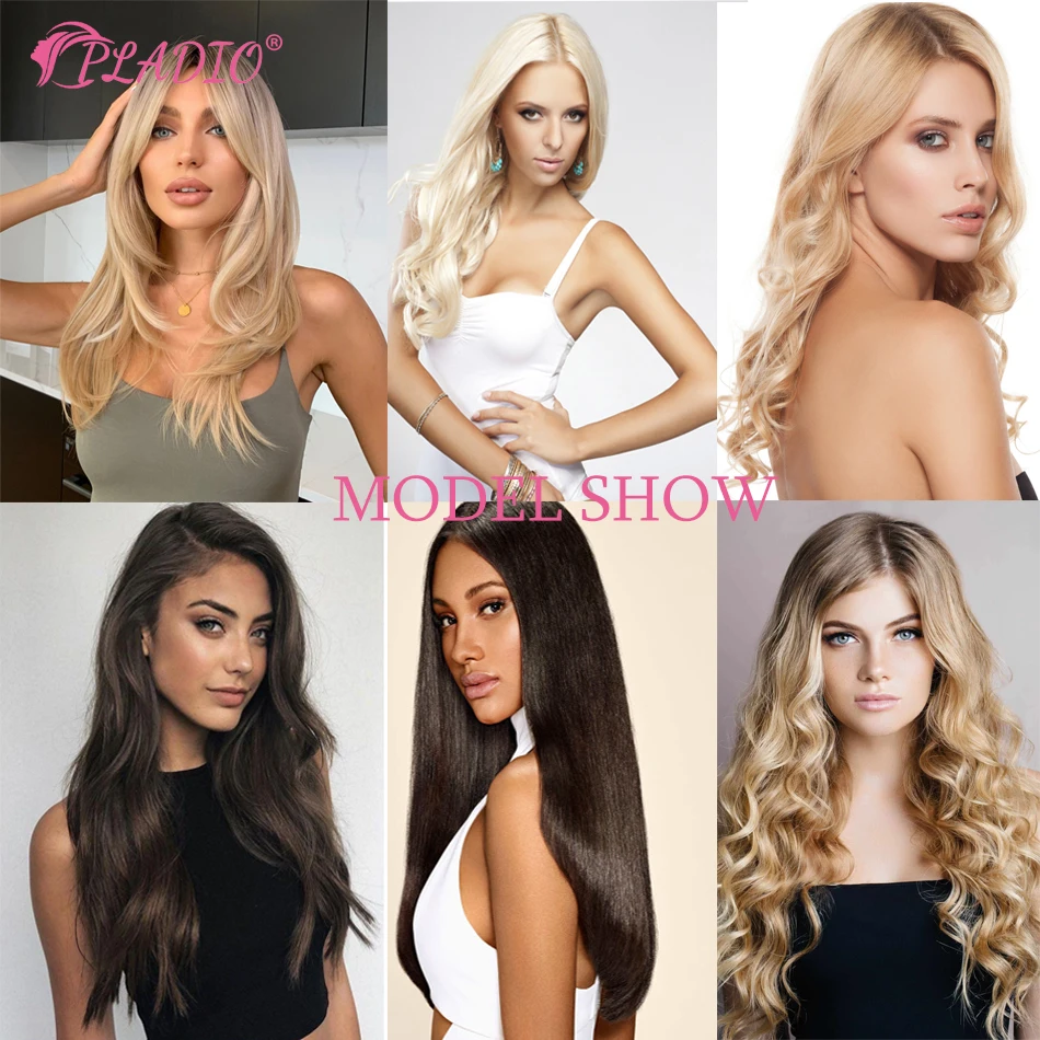 PLADIO Clip em extensões de cabelo 7Pcs Soft Silky Straight Remy cabelo humano Seamless Invisible Hair Extensions for Salon Supply