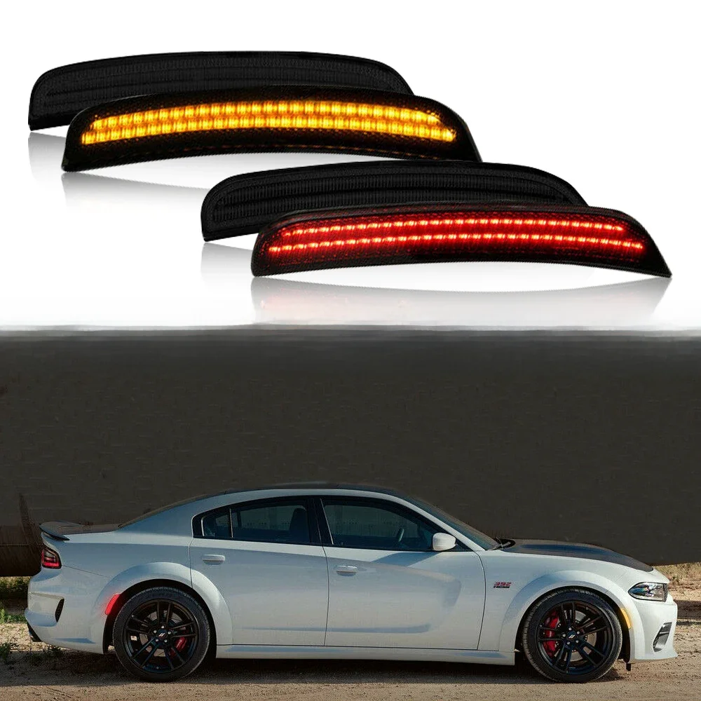 Dla Dodge Charger 2015 2016 2017 2018 2019 2020 2021 2022 Przedni tylny zderzak LED Boczne światła obrysowe Przydymione tylne światło kierunkowskazu — 2