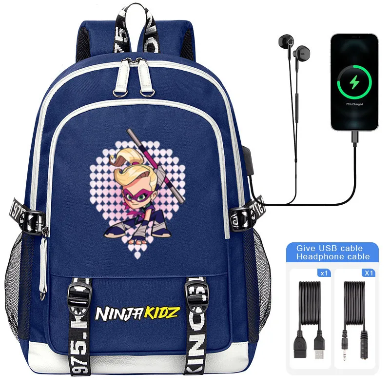 Hot NINJA KIDZ Sacos De Escola Para Adolescente Carregamento USB Laptop Mochila Meninos Meninas Student Book Bag Mochila Saco De Viagem