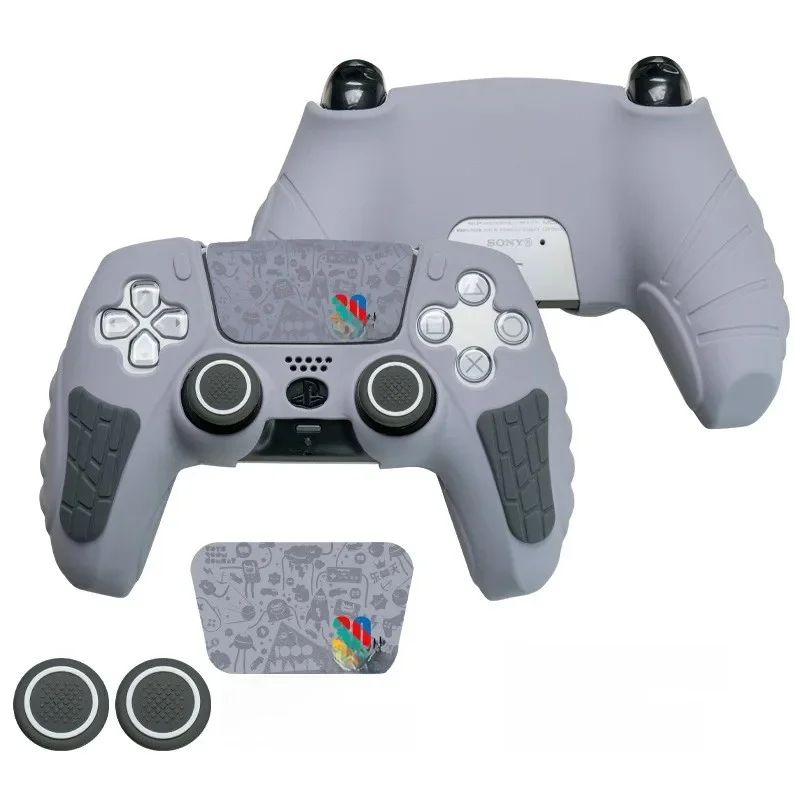 Housse de protection en Silicone de couleur grise pour 30e anniversaire, pour contrôleur PS5/Slim/Pro avec manette de pouce, housse de protection en Silicone