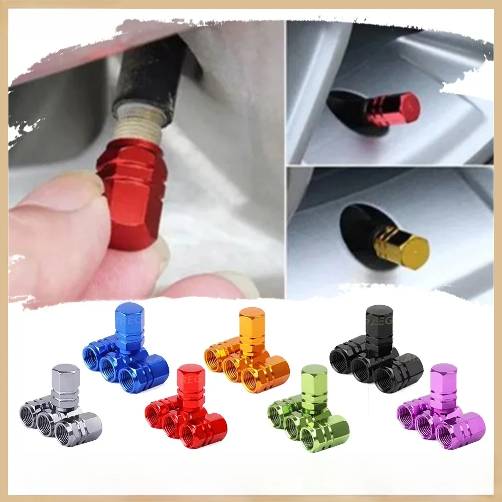 Bouchons de Valve de pneu de voiture en aluminium, couvercle hermétique de Valve de pneu en alliage hexagonal, étanche à la poussière pour Automobiles, motos, camions, vélos, 4 pièces